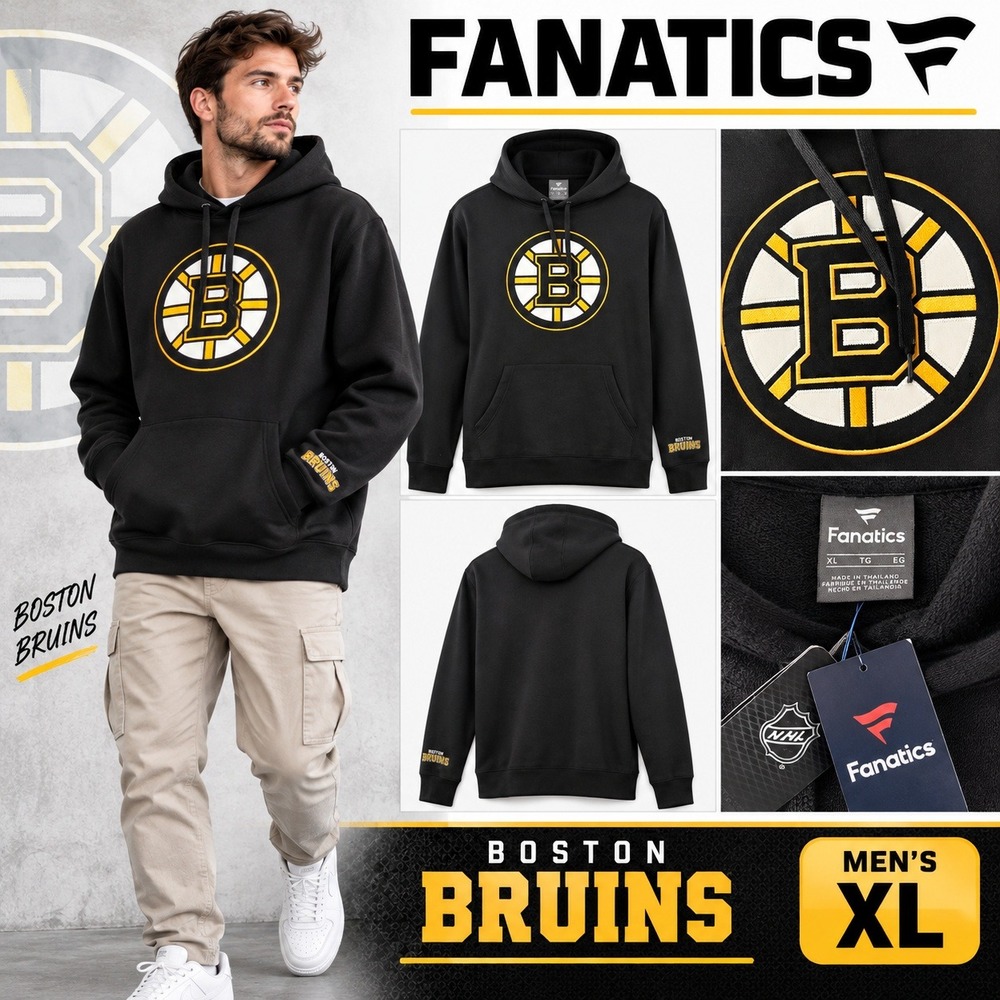 Fanatics Mens Boston Bruins NHL Elevated Fleece Hoodie Black XL BRU T7047